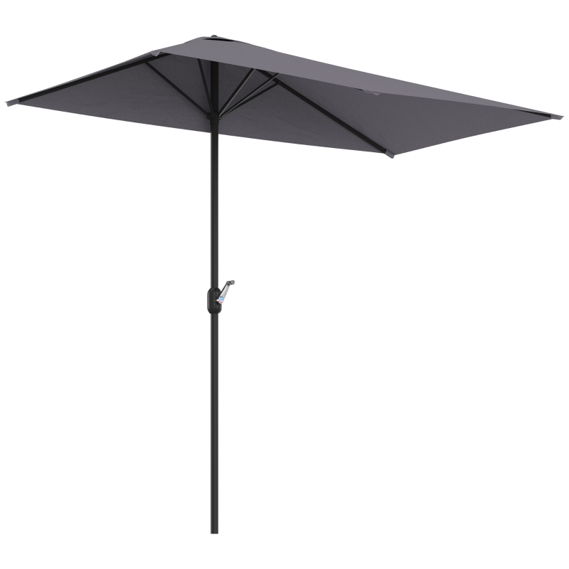 Best Balcony Half Parasol Semi Round Umbrella Patio Crank Handle (2.3 m, Grey)- NO BASE INCLUDED - Image 9