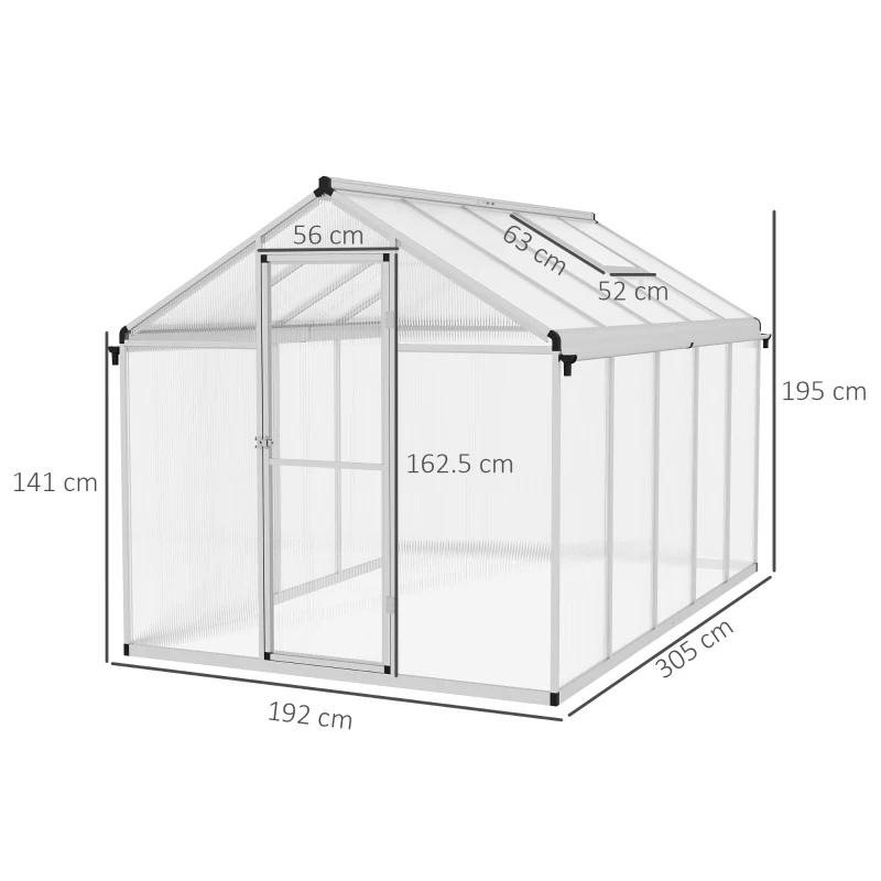Best 10 x 6ft Aluminium Frame Walk-In Greenhouse - Image 3