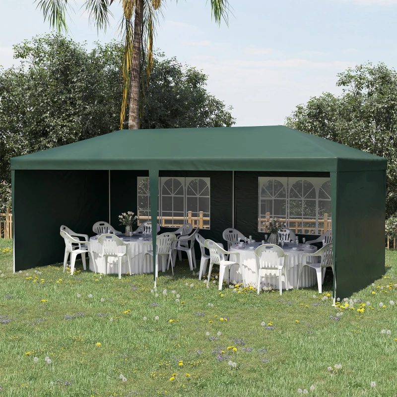 Best 6x3 m Party Tent Gazebo Marquee Outdoor Patio Canopy Shelter with Windows and Side Panels, Green - Image 2