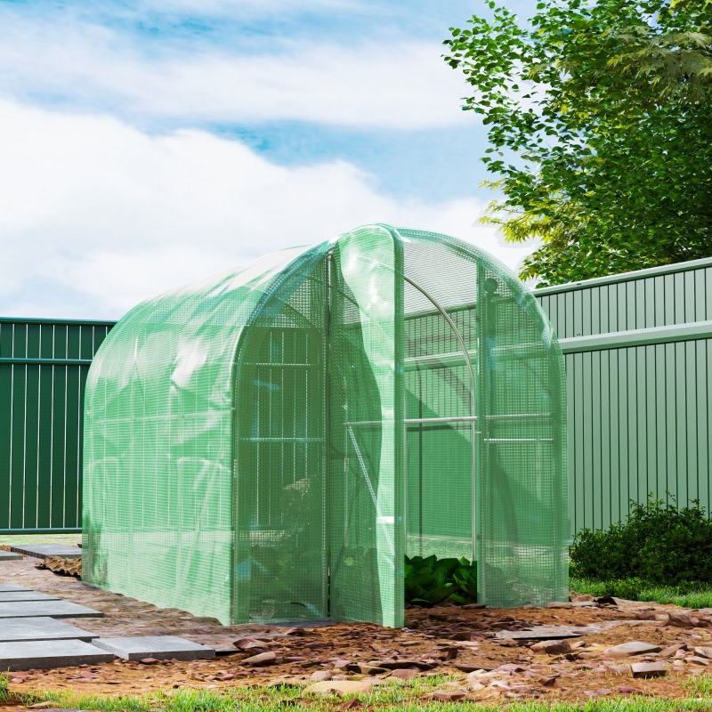 Best 3 x 2 x 2m Polytunnel Greenhouse with Hinged Door, Walk-in Grow House Tent with PE Cover and Galvanised Steel Frame, Green - Image 10