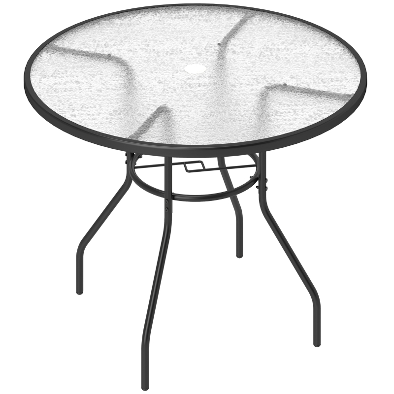 Best Glass-Top Garden Table, with Parasol Hole - Black - Image 11