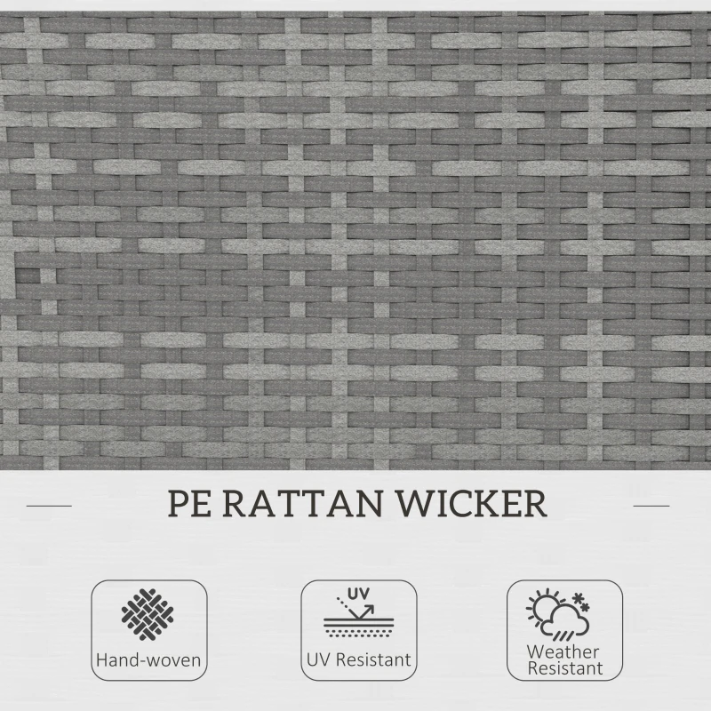 Best Two-Seat Rattan Loveseat, with Wood-Top Middle Table - Grey - Image 4