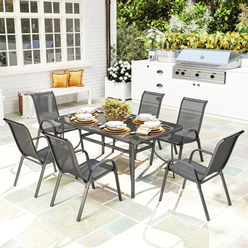 Best Seven-Piece Outdoor Dining Set - Charcoal Grey - Image 2