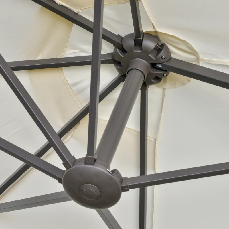 Best 4.6M Sun Umbrella Canopy Double-sided Crank Sun Shade w/ Cross Base Off White - Image 7