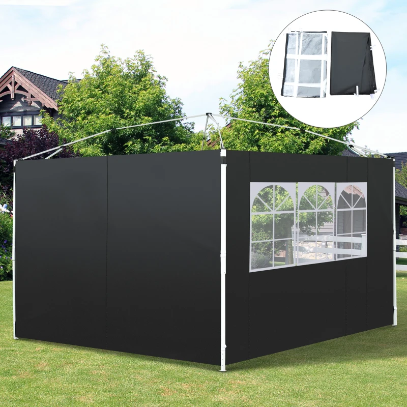 Best 3 Meters Gazebo Replaceable Exchangeable Side Panel Wall Panels Walls With Window, Black - Image 2