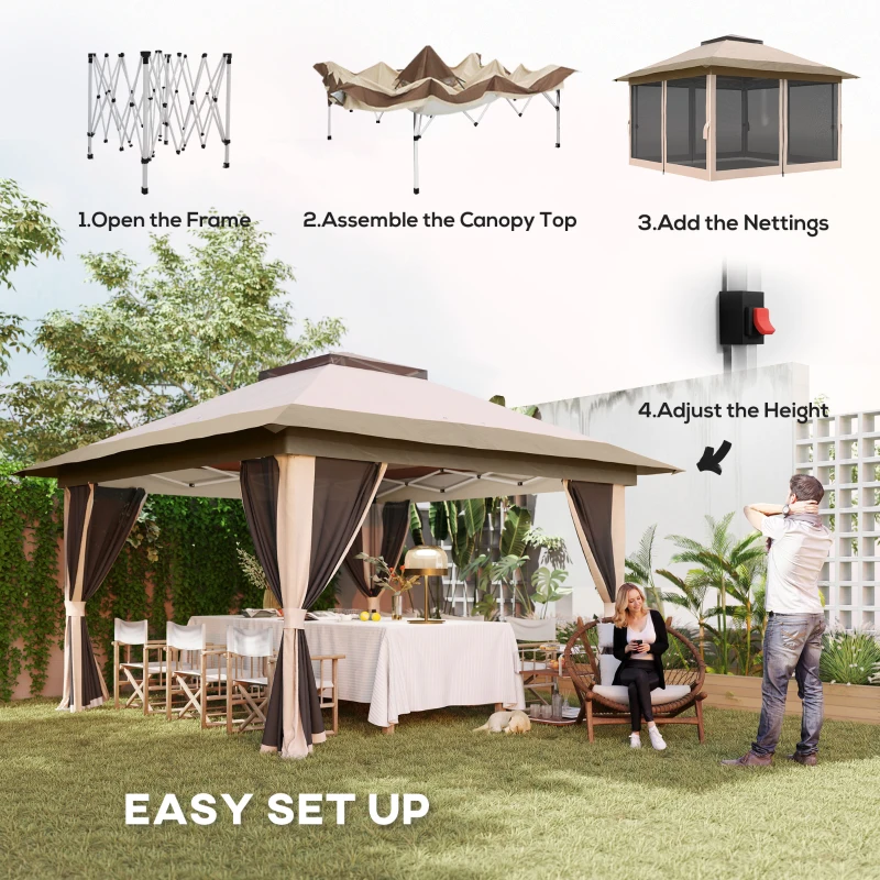 Best 3.6 x 3.6m Pop-Up Gazebo, with Accessories - Beige - Image 4