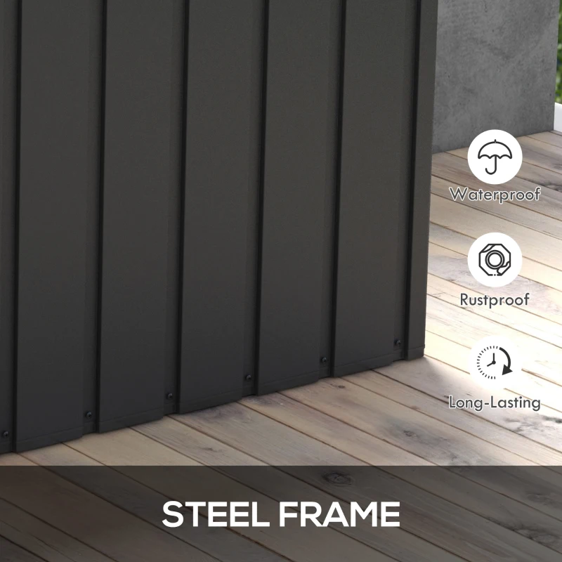 Best 450L Galvanised Steel Garden Storage Box, with Wheels - Dark Grey - Image 5