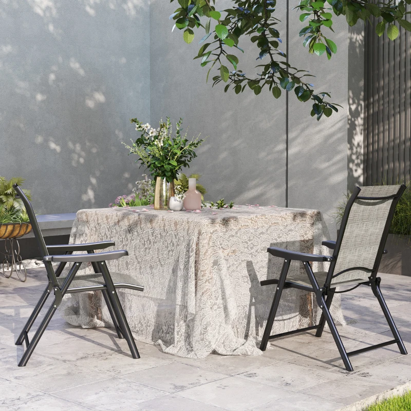 Best Set of Two Folding Outdoor Chairs - Black/Grey - Image 7