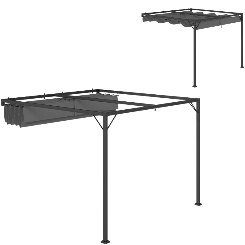 Best 3 x 3(m) Outdoor Pergola with Retractable Canopy - Grey - Image 10