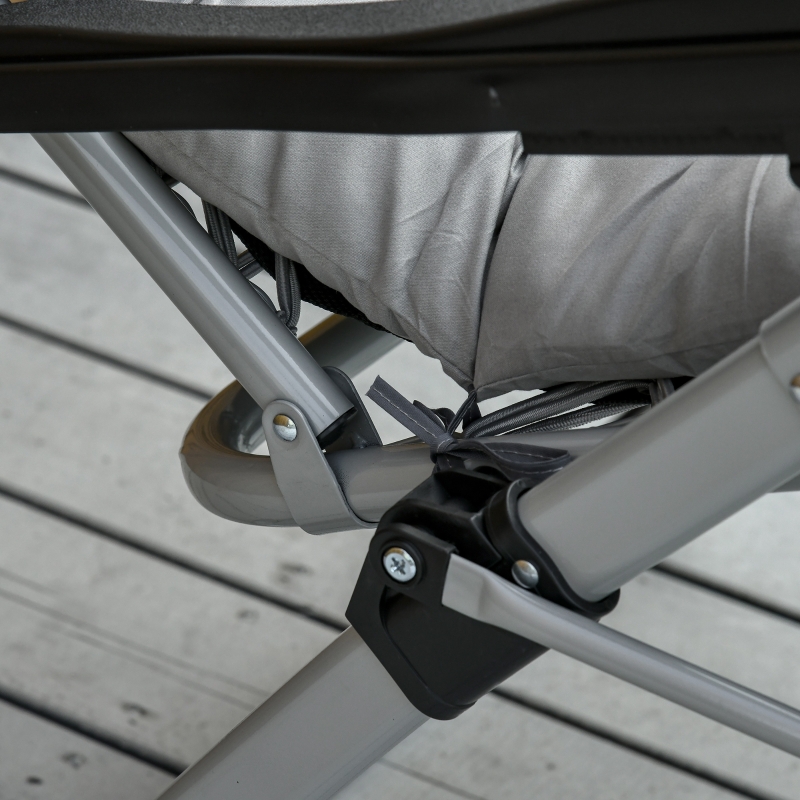 Best 2pc Reclining Zero Gravity Sun Loungers ,Folding Chaise Lounge Chair with Cushions, Light Grey - Image 9