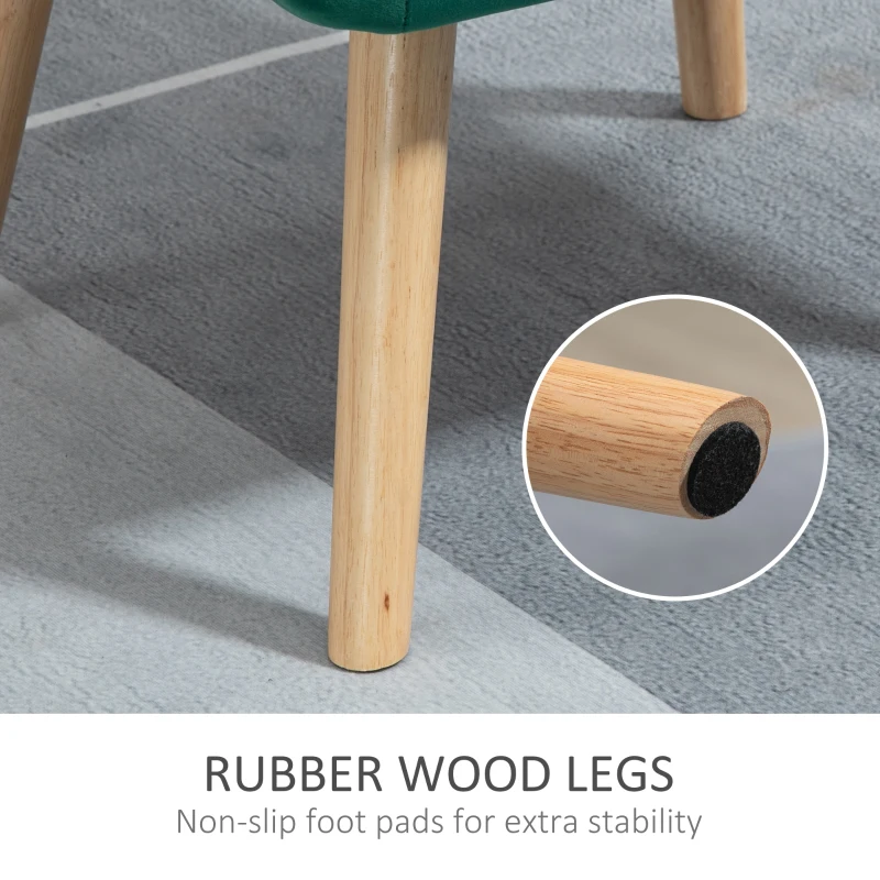 Best Armchair Accent Chair, Vanity Chair with Wide Arms, Slanted Back, Padding, Metal Frame, Wooden Legs, Home Bedroom Furniture Seating, Set of 2, Green - Image 6