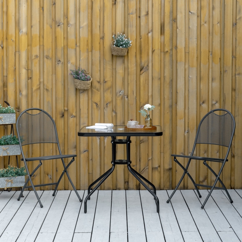 Best Square Garden Dining Table with Tempered Glass Top & Umbrella Hole, 76 x 76 cm - Image 10