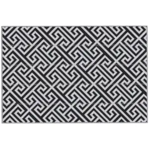 Best 182 x 274 cm(6x9ft) Outdoor Rug Reversible Mat Plastic Straw Rug Portable RV Camping Mat for Garden Deck Picnic Indoor, Black & White