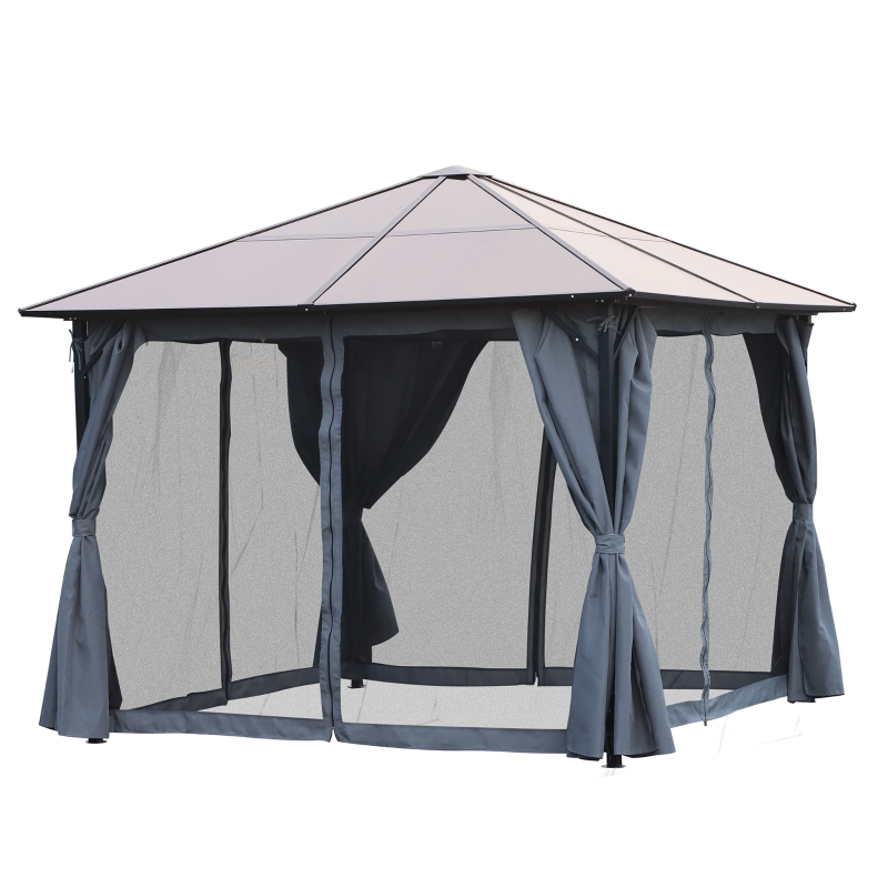 Best 3m x 3m Hardtop Metal Frame Mesh Draped Gazebo Black - Image 11
