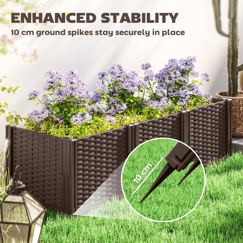Best Plastic Raised Garden Bed, Modular Planter Box Kit, Garden Fence Edging Border for Flowers, Vegetables, Herbs, Brown - Image 6