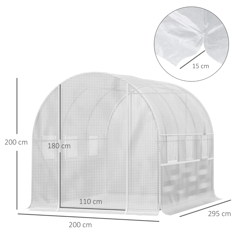 Best Walk-in Polytunnel Greenhouse Green House with Roll-up Sidewalls, UV-resistant PE Cover, 3 x 2 x 2m, White - Image 3