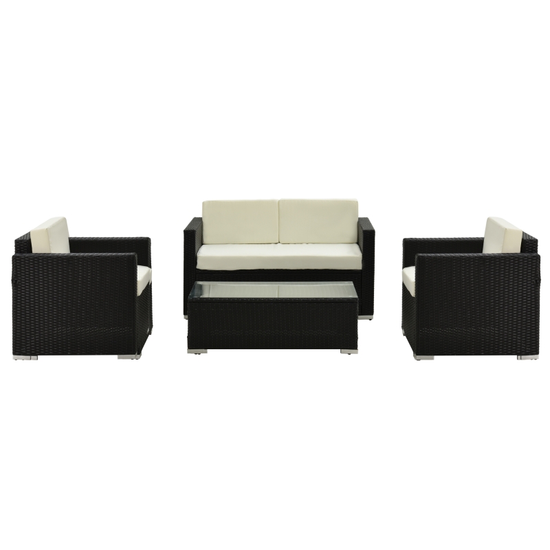 Best 4-Seater Rattan Sofa Set Garden Rattan Furniture Wicker Steel Chair Seat Furniture Patio Rattan Garden Sofa Black - Image 13