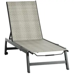 Best Rattan Sun Lounger, with Five-Position Back - Grey/Black