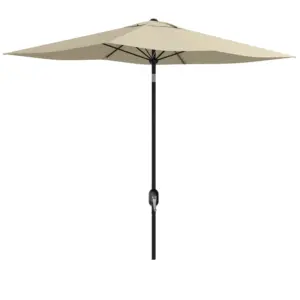 Best 2 x 3(m) Garden Parasol Umbrella, Rectangular Outdoor Market Umbrella Sun Shade with Crank & Push Button Tilt, 6 Ribs, Aluminium Pole, Cream White