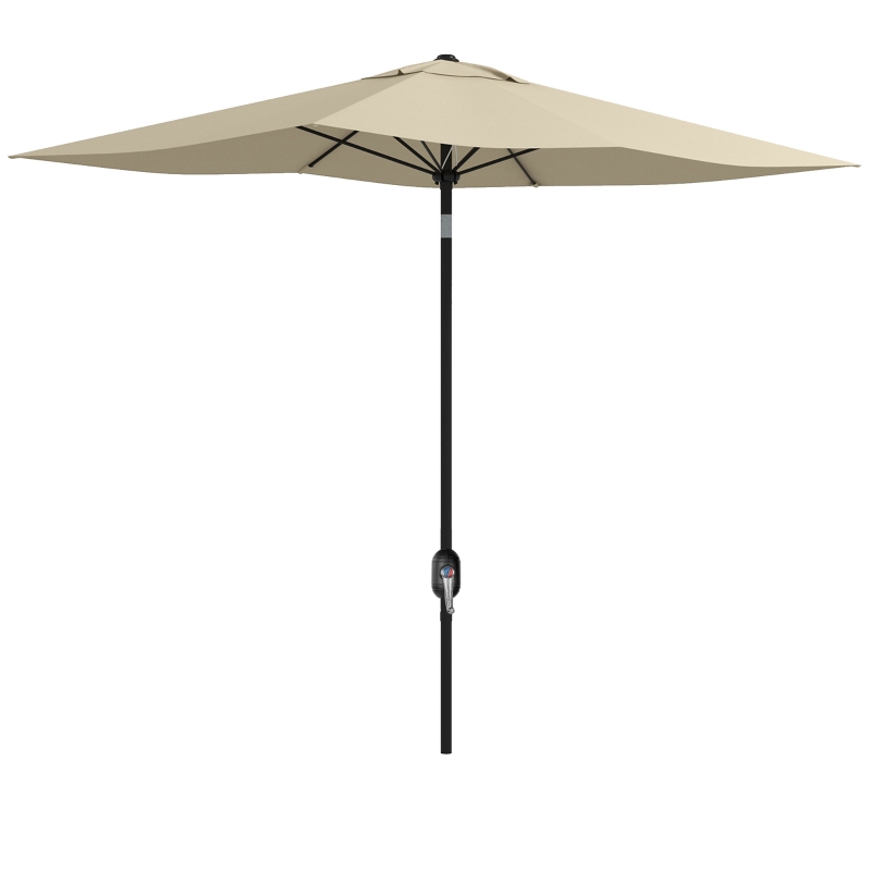 Best 2 x 3(m) Garden Parasol Umbrella, Rectangular Outdoor Market Umbrella Sun Shade with Crank & Push Button Tilt, 6 Ribs, Aluminium Pole, Cream White