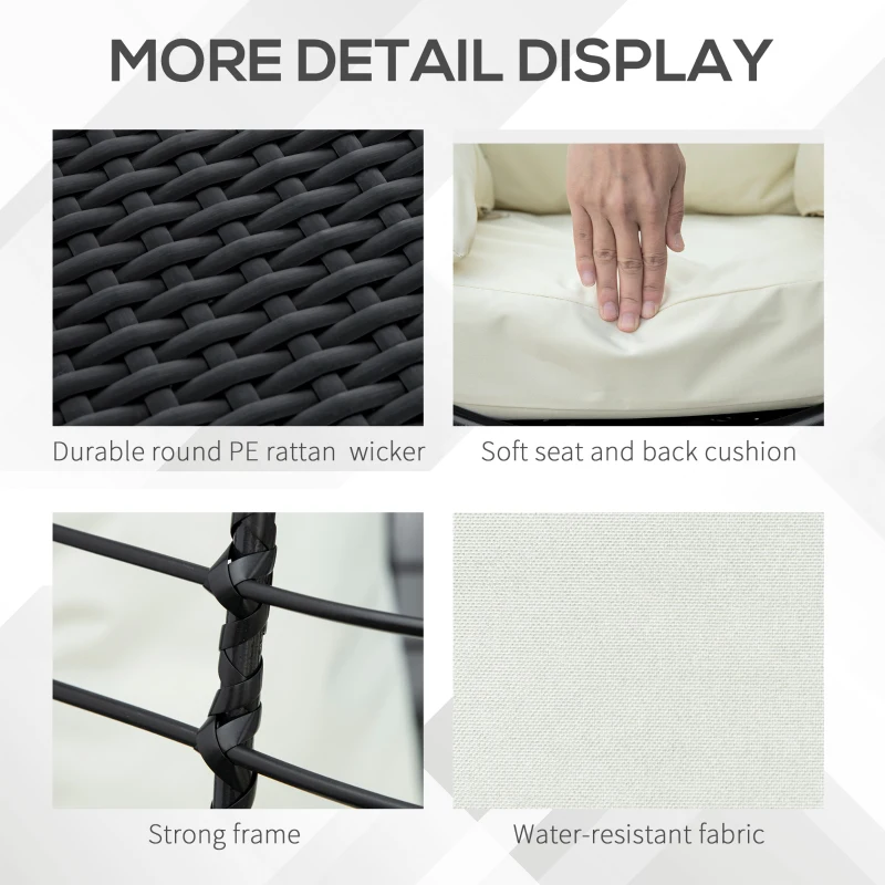 Best 360° Swivel Egg Chair, Garden Rattan Swivel Chair with Thickened Cushion and Pillow, 150 KG Capacity for Indoor Outdoor, Balcony, Patio, Black - Image 5