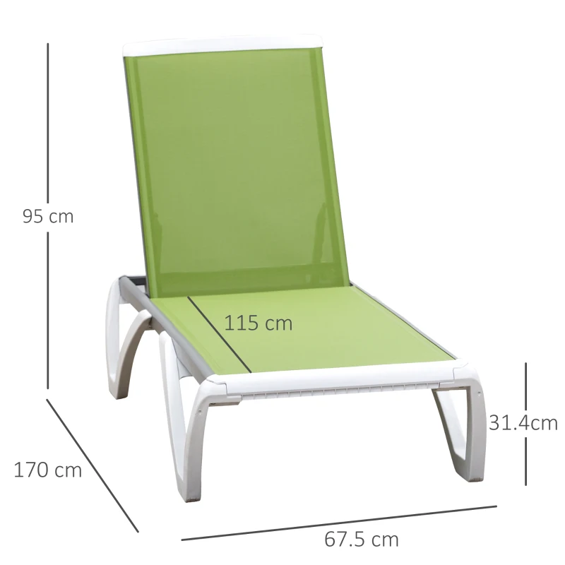 Best Aluminium Frame Sun Lounger, with Adjustable Back - Green - Image 3