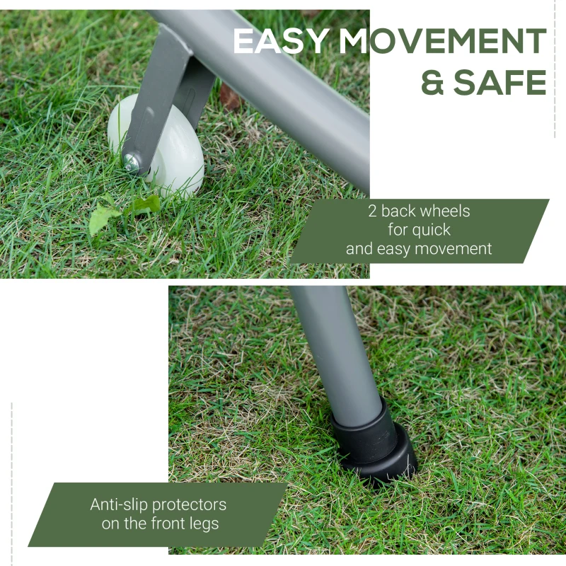 Best Double Hammock Sun Lounger Bed with Canopy Shelter, Wheels & 2 Pillows, White - Image 7