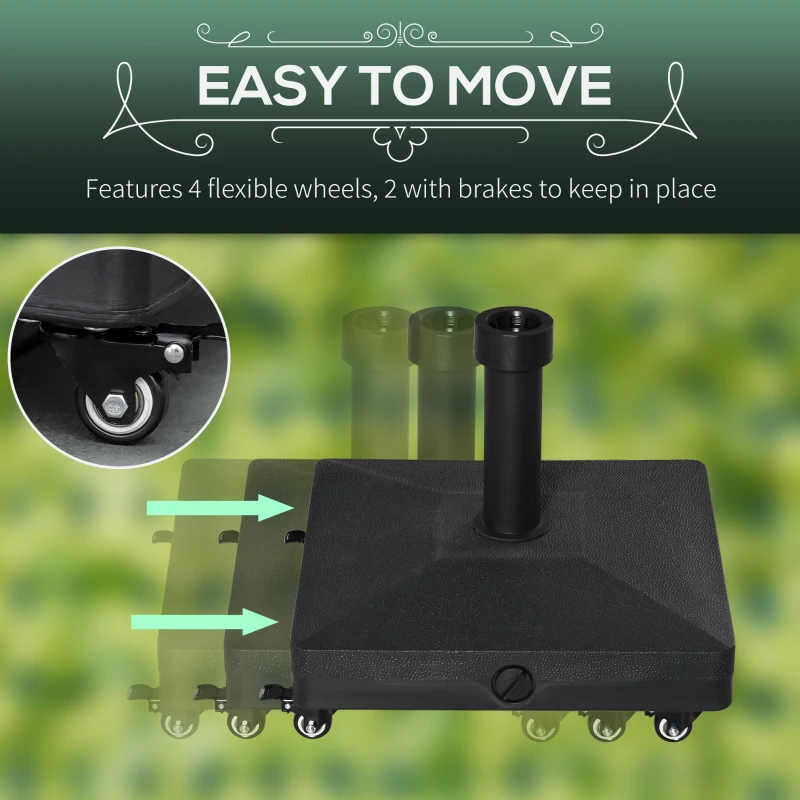 Best 20kg Garden Parasol Base with Wheels Heavy Duty Sand or Water Filled Patio Umbrella Base for Outdoor Deck Beach Black - Image 7