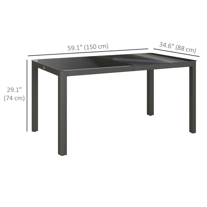 Best 150cm x 88cm Aluminium Table, with Glass Tabletop - Grey - Image 3