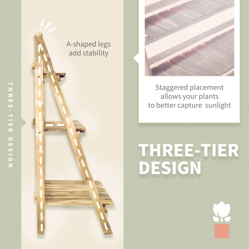 Best Wooden Folding Flower Pot Stand 3 Tier Garden Planter Display Ladder Gardener Storage Shelves Rack Herb Holder (100L x 37W x 93H cm) - Image 5