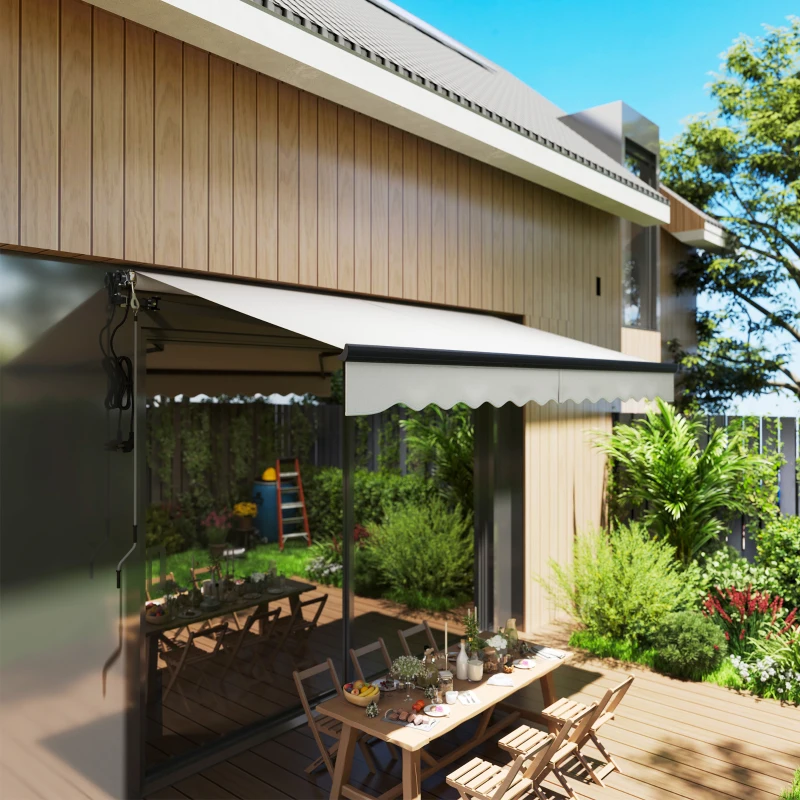 Best 3.5 x 3(m) Electric Awning with Remote Controller, Aluminium Frame DIY Retractable Awning, UV30+ Sun Shade Canopy for Garden Patio Deck Door Window, Light Grey - Image 2