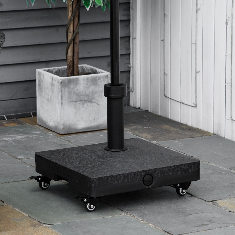 Best 20kg Garden Parasol Base with Wheels Heavy Duty Sand or Water Filled Patio Umbrella Base for Outdoor Deck Beach Black - Image 12