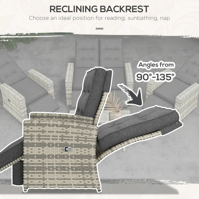 Best 4 Piece Rattan Garden Furniture Set Outdoor Sofa Sectional Set with Glass Top Table for Poolside, Light Grey - Image 6