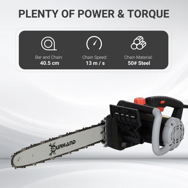 DURHAND 1600W Electric Chainsaw with Double Brake, Tool-Free Chain Tensioning and 16inch Guide Bar and Chain, Power Saw to Cut Wood, Auto Chain Lubrication - Image 4