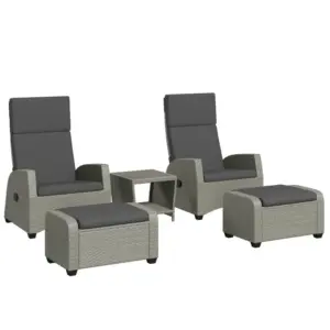 Best 5-Piece Rattan Garden Furniture Set with Cushions - Charcoal Grey