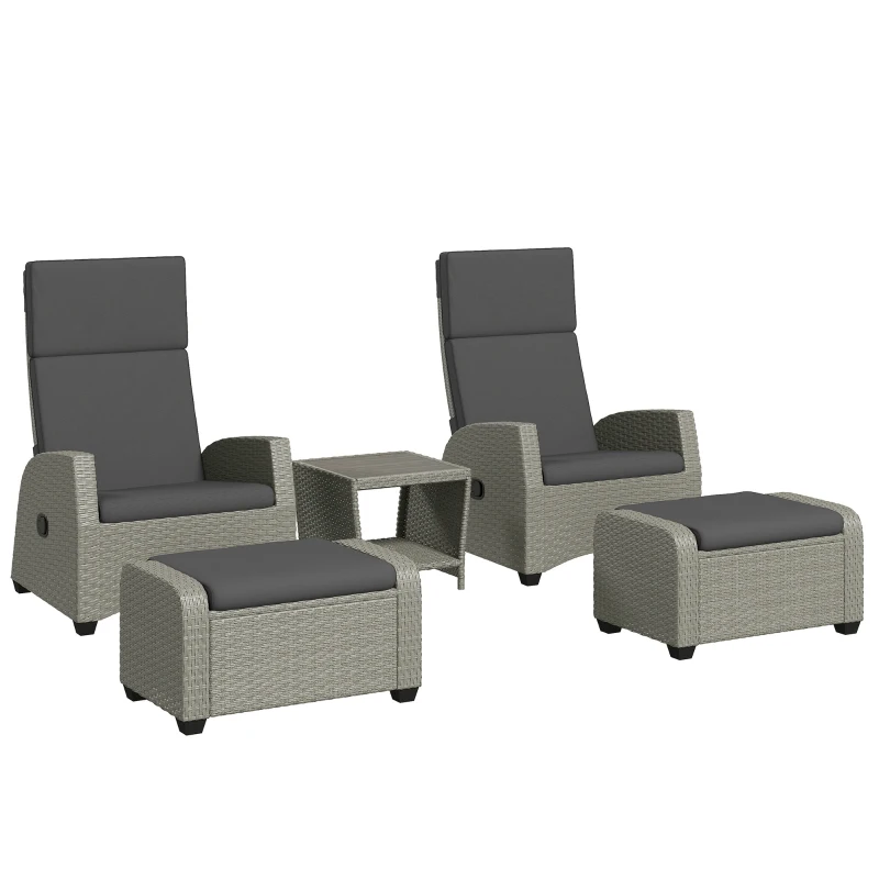 Best 5-Piece Rattan Garden Furniture Set with Cushions - Charcoal Grey