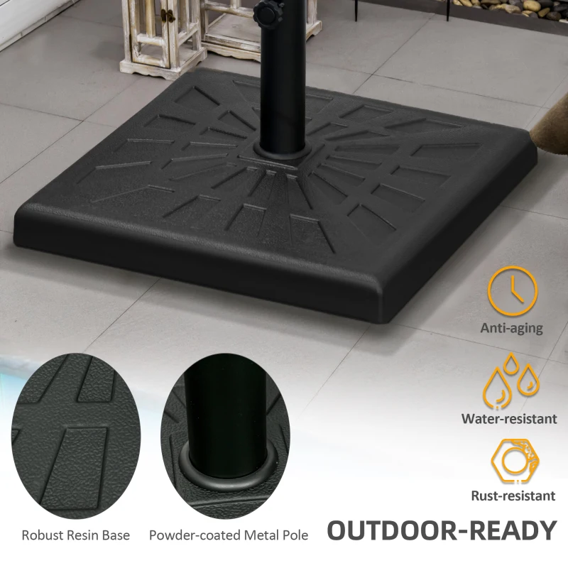 Best 19kg Resin Garden Parasol Base Holder, Square Outdoor Market Umbrella Stand Weight for Poles of Φ32mm, Φ38mm, and Φ48mm, Black - Image 5