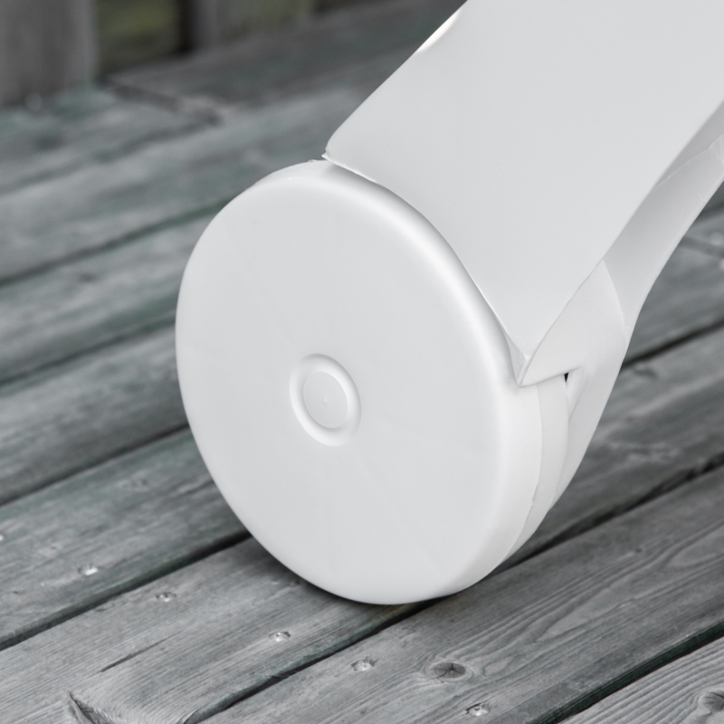 Best Outdoor Folding Sun Lounger Recliner on Wheels w/ 5-Position Backrest, White - Image 9