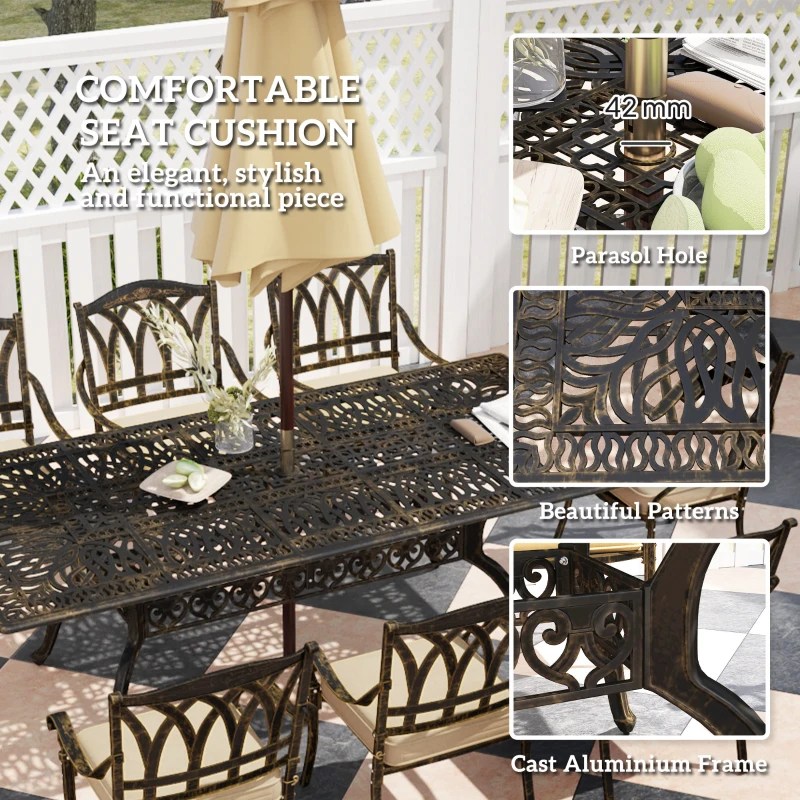 Best Nine-Piece Cast Aluminium Garden Dining Set - Bronze Tone - Image 6