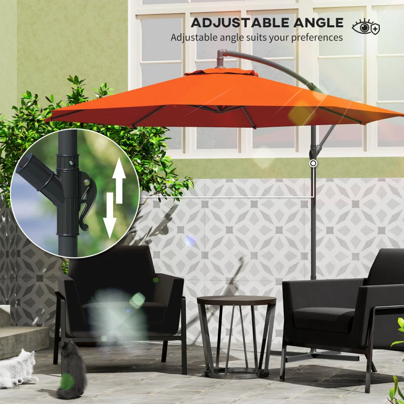 Best 2.45m Overhanging Cantilever Parasol, with Cross Base - Orange - Image 7