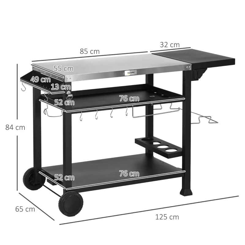 Best Multi-Feature BBQ Grill Table, with Stainless Steel Top - Black - Image 3