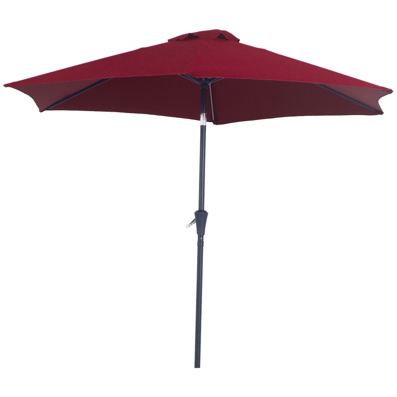 Best 2.6M Garden Parasol Umbrella with Tilt and Crank, Outdoor Sun Parasol Sunshade Shelter with Aluminium Frame, Wine Red - Image 11