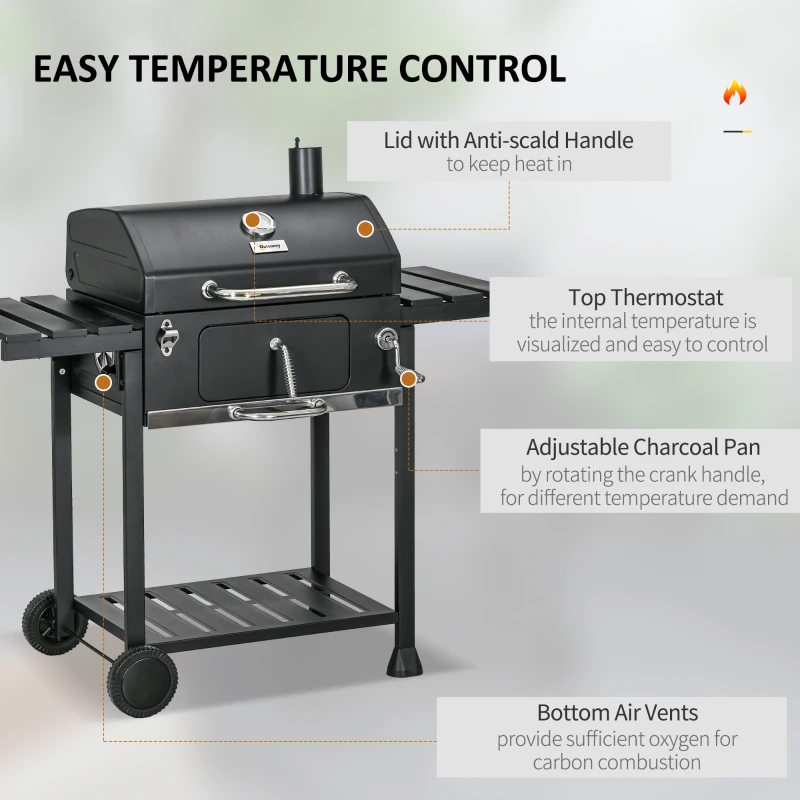 Best Adjustable Charcoal Pan BBQ, with Thermometer and Warming Rack - Image 5