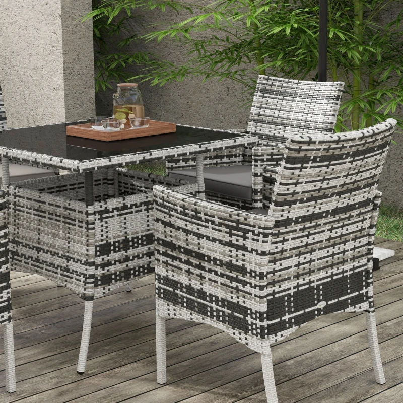 Best Five-Pieces Rattan Dining Set - Mixed Grey - Image 7