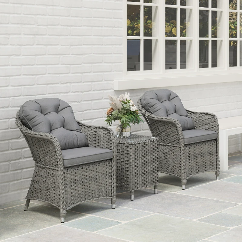 Best Three-Piece Super Padded Rattan Set - Light Grey - Image 7
