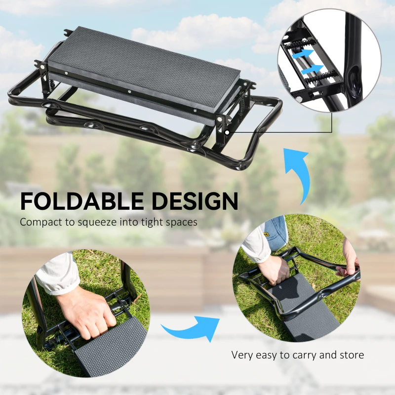 Best 2 In 1 Garden Kneeler Seat Kneeling Pad Support Bench Foldable Knee Protector, Grey - Image 5