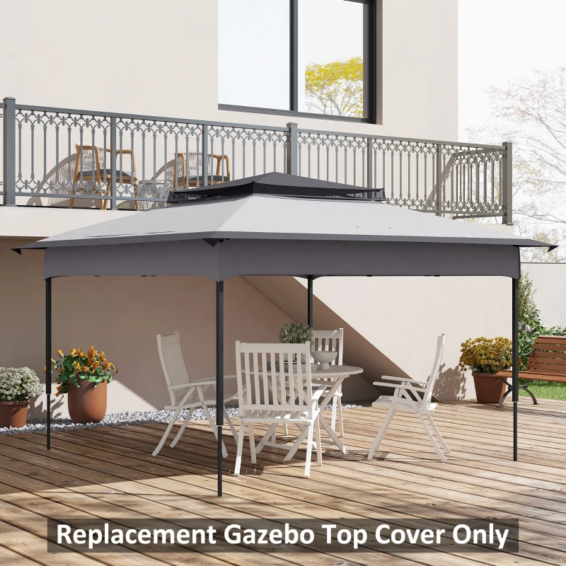 Best Pop up Gazebo Cover, 2-Tier Gazebo Roof Replacement for 3.25m x 3.25m Frame, 30+ UV Protection, Grey - Image 2