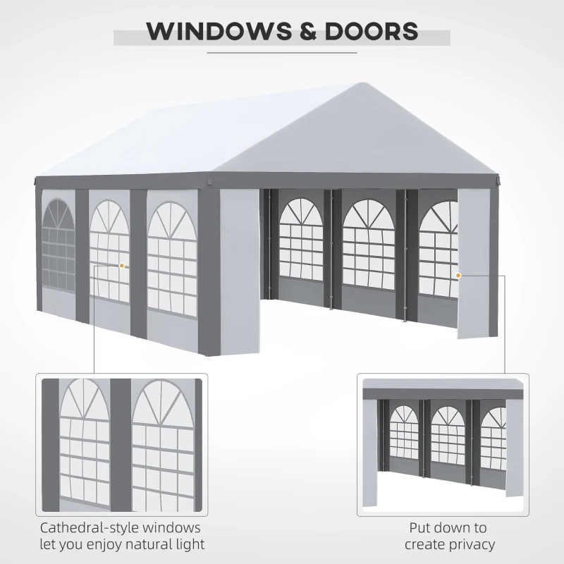 Best 6 x 4m Galvanised Party Tent, Marquee Gazebo with Sides, Six Windows and Double Doors, for Parties, Wedding and Events - Image 5