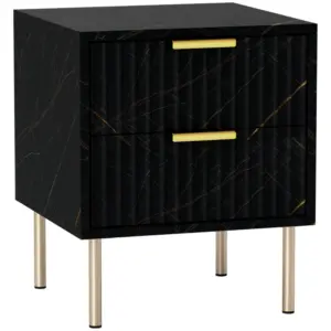 Best Elegant Two-Drawer Bedside Table - Black