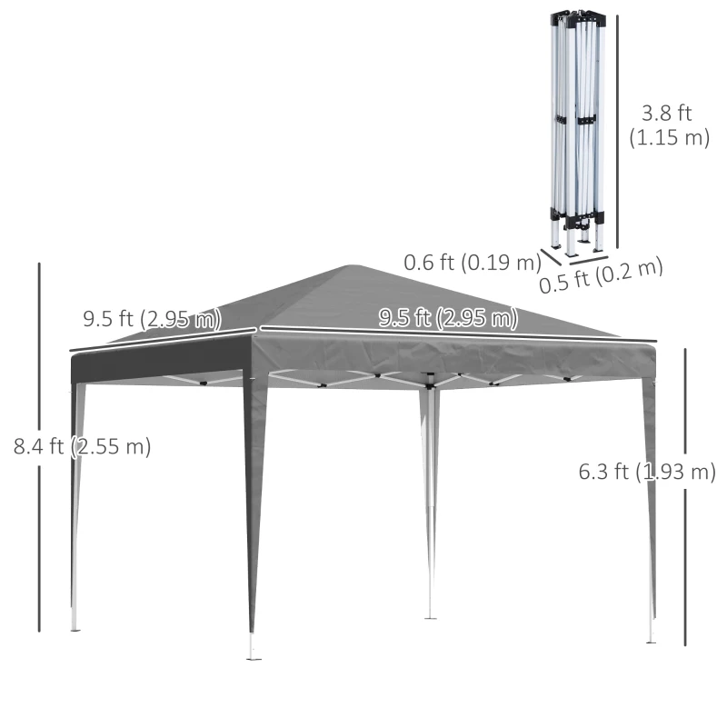 Best 3 x 3 m Garden Pop Up Gazebo Marquee Party Tent Wedding Canopy, Height Adjustable with Carrying Bag, Grey - Image 3